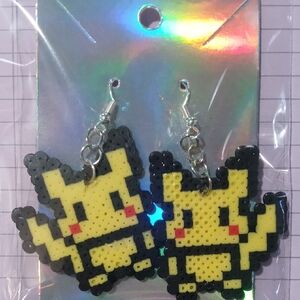 Charming Pixel Art Earrings - Black and Yellow